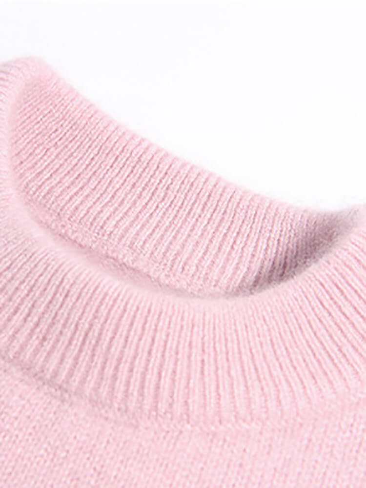 Kids Soft Pink Rainbow and Clouds Knit Pullover Cashmere Sweater